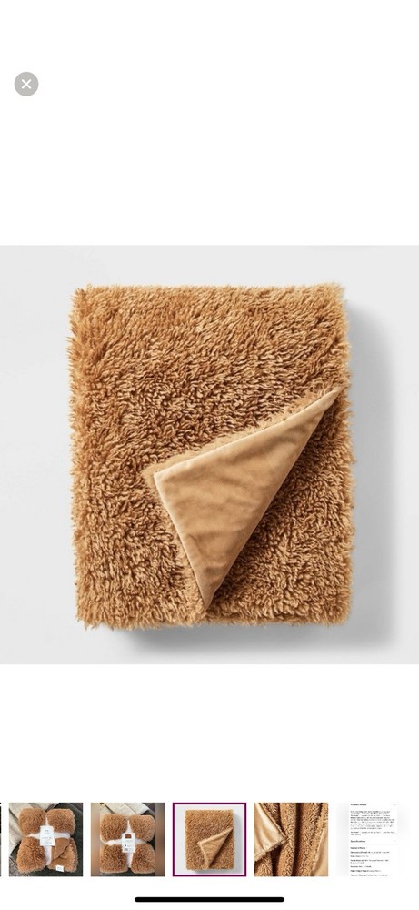 Threshold Studio McGee 60x50 Tan Modern Faux Fur Sensory Throw Blanket