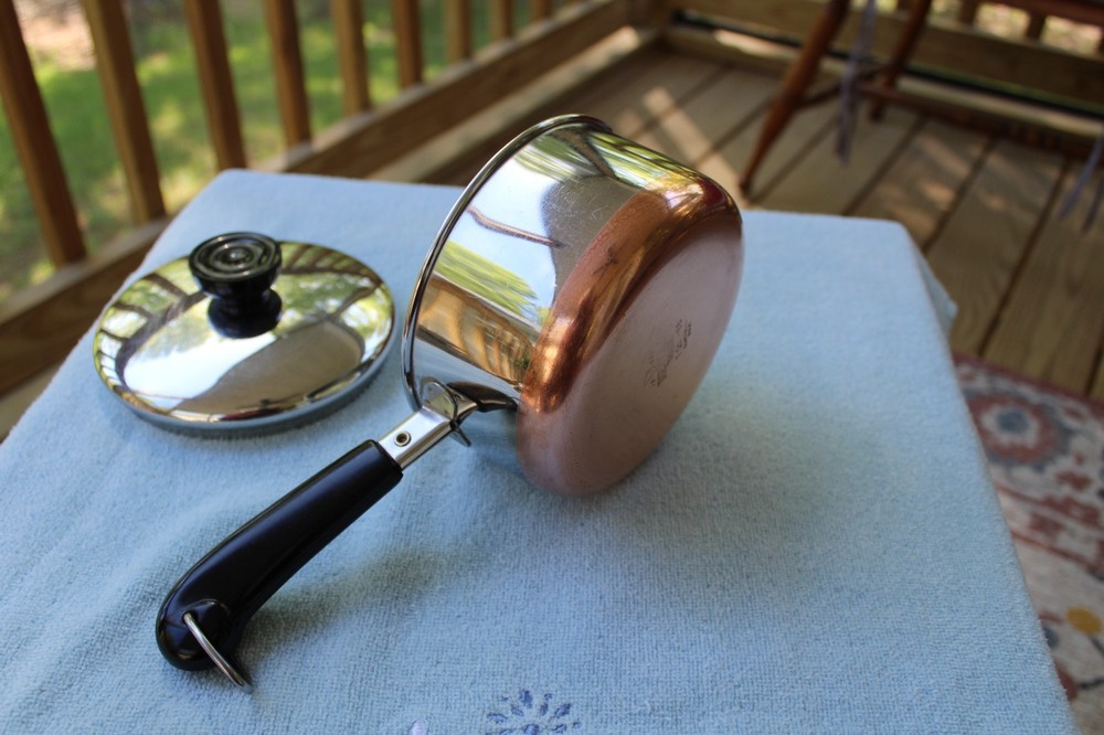 Vtg 1801 Revere Ware 1 Qt Quart Sauce Pan W/Lid Copper Bottom Clinton, ILL USA