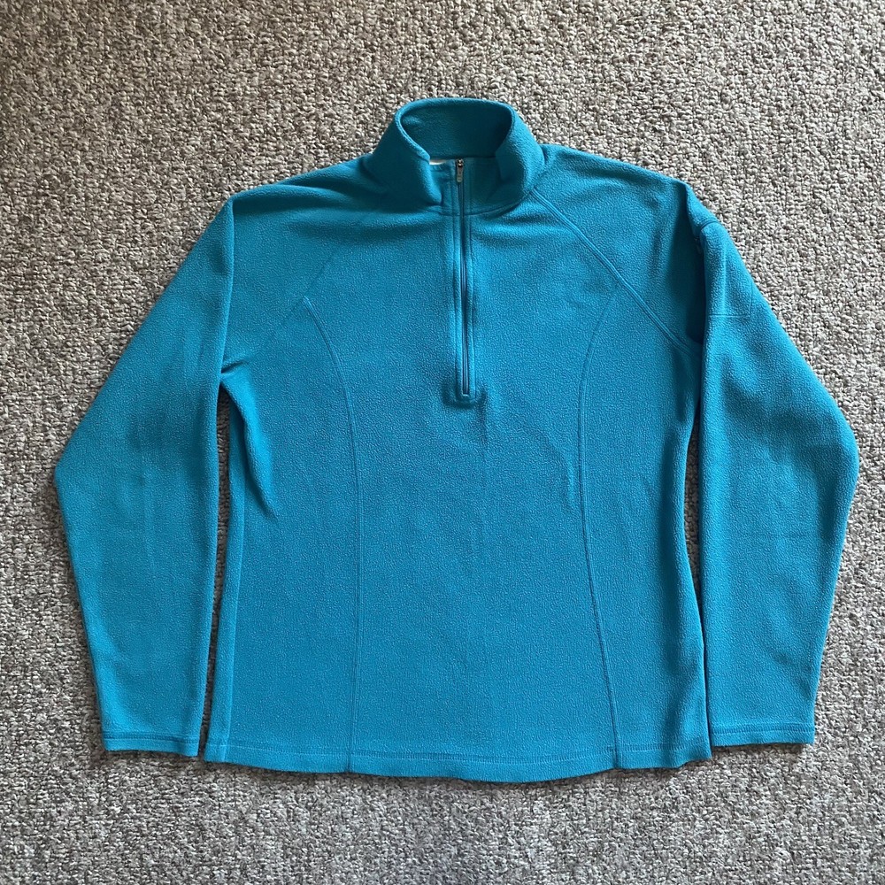 LL Bean Fleece Womens Small S Teal 1/4 Zip Lightweight Pullover Long Sleeve