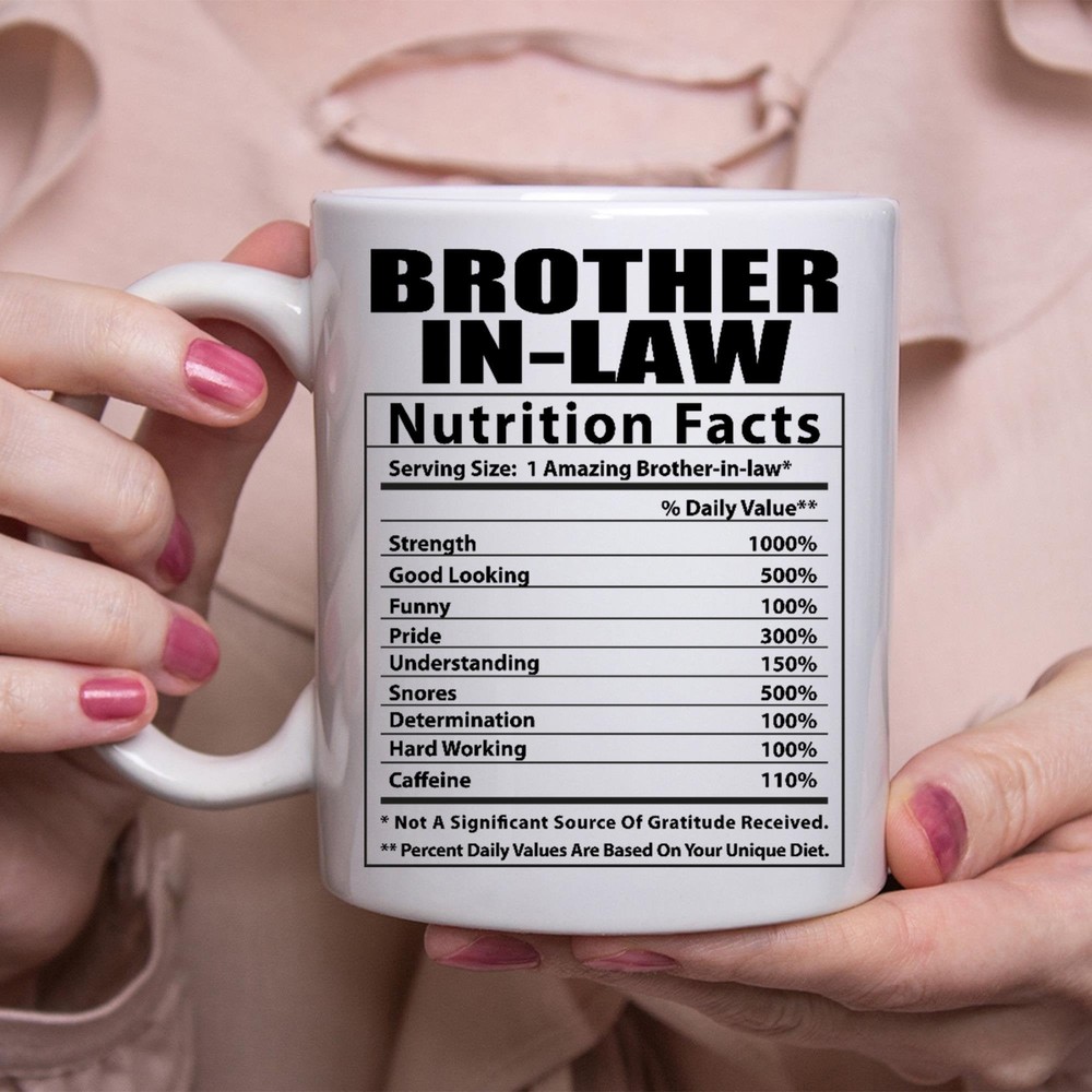 Funny Brother In Law Gifts Nutritional Facts White Coffee Mug