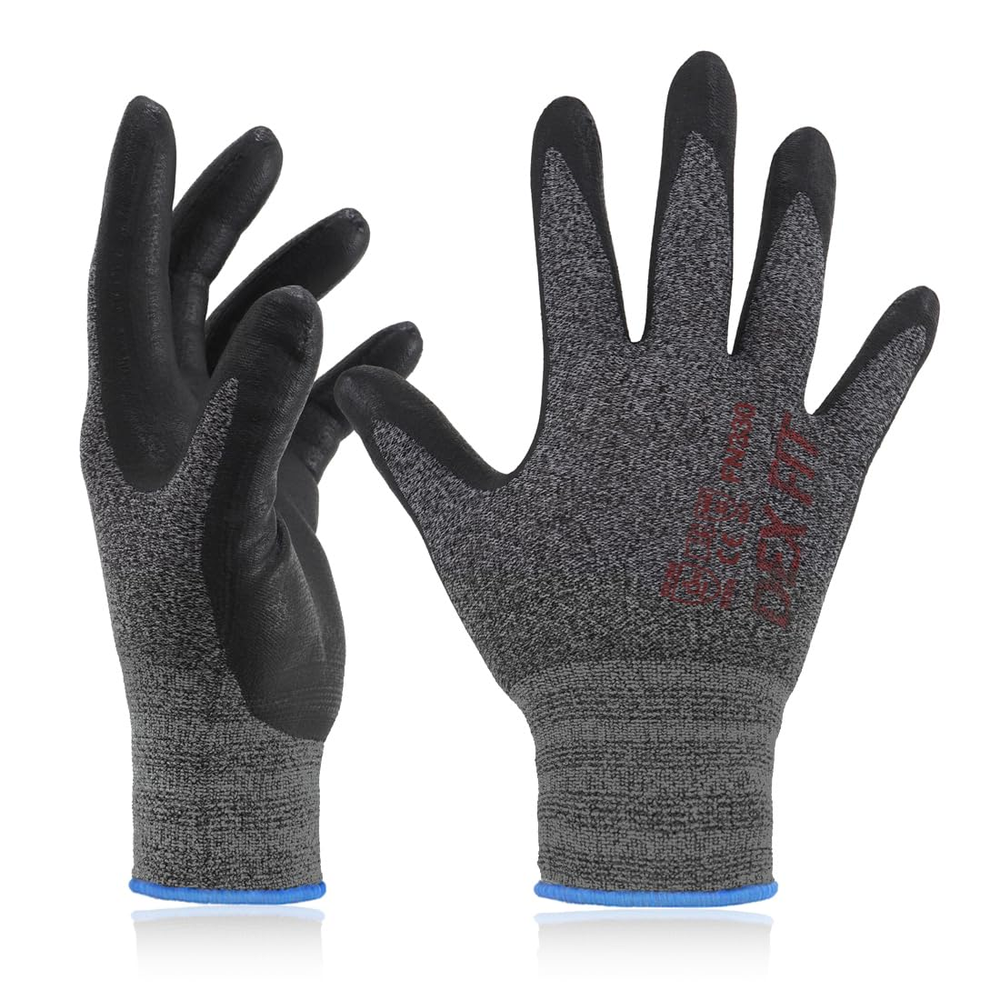Nitrile Work Gloves FN330, 12 Pairs, 3D-Comfort Stretchy Fit, Firm Grip, Thin &