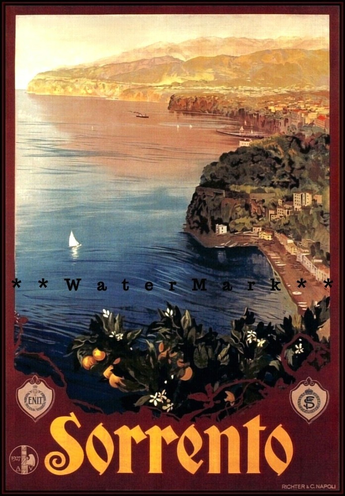 Sorrento 1927 Italy Vintage Retro Travel Poster Italian Wall Art Print