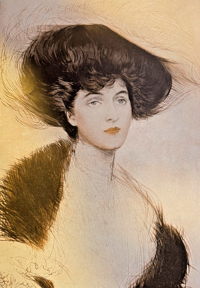 1907 Vintage Magazine Illustration Paul Helleu Portrait of a Woman