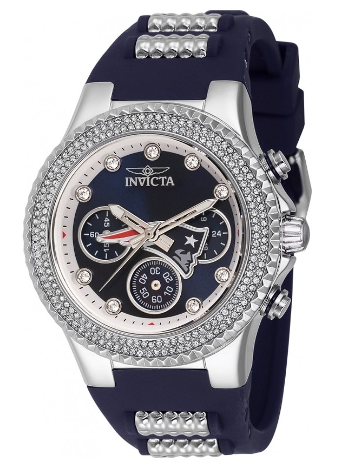 Invicta NFL New England Patriots Womens 39mm Crystal Chronograph Watch 42746