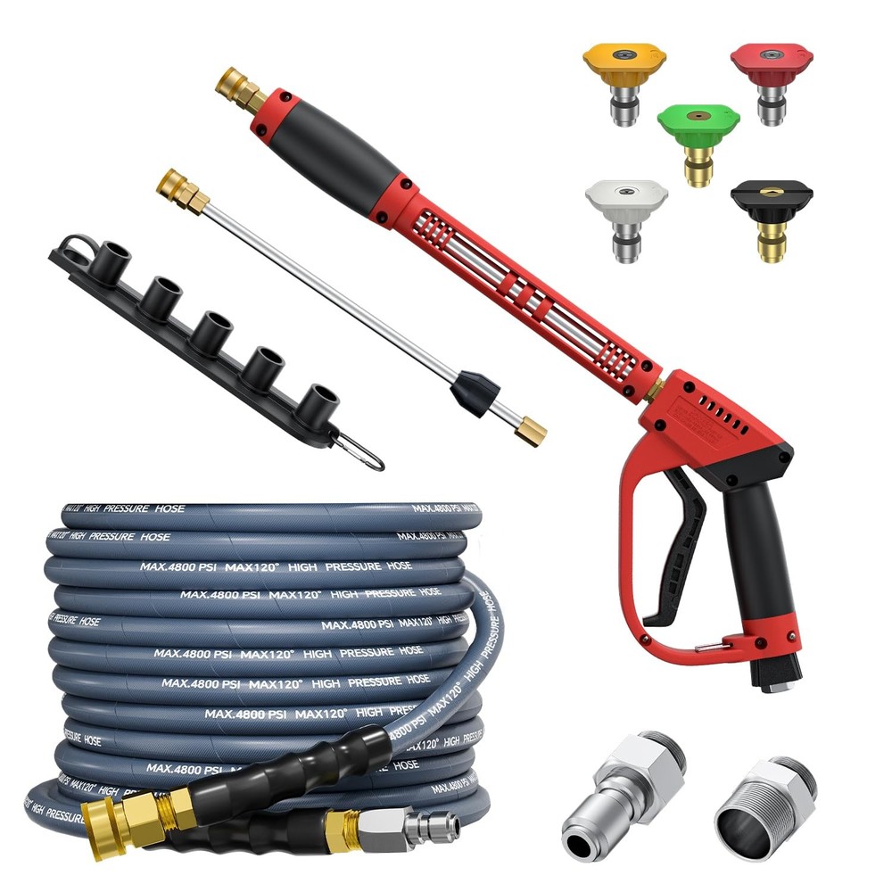 5000PSI Heavy-Duty Pressure Washer Gun & 25FT Steel Braided Hose Kit