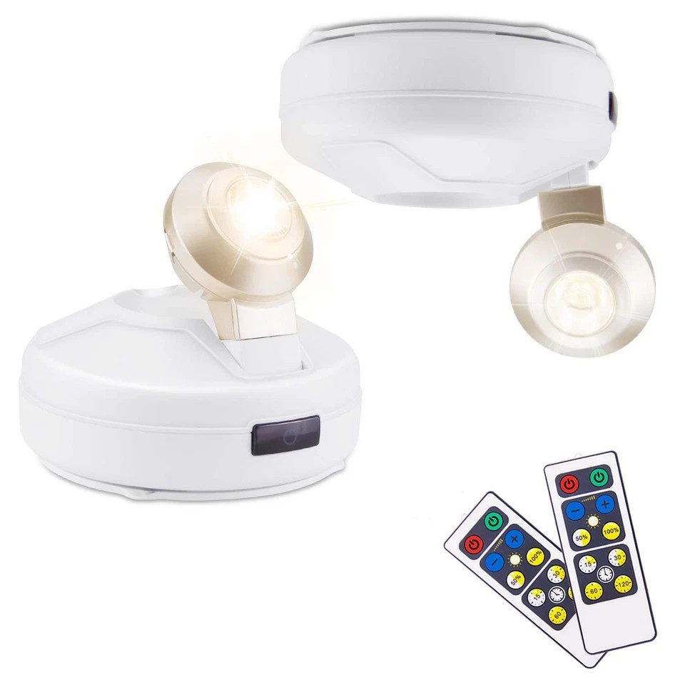 Battery Operated Accent Lights, Wireless Spotlight, LED Puck Light, Dimmable ...