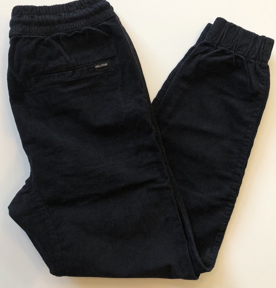Hollister Men’s S Epic Flex Corduroy Skinny Jogger Navy Draw String