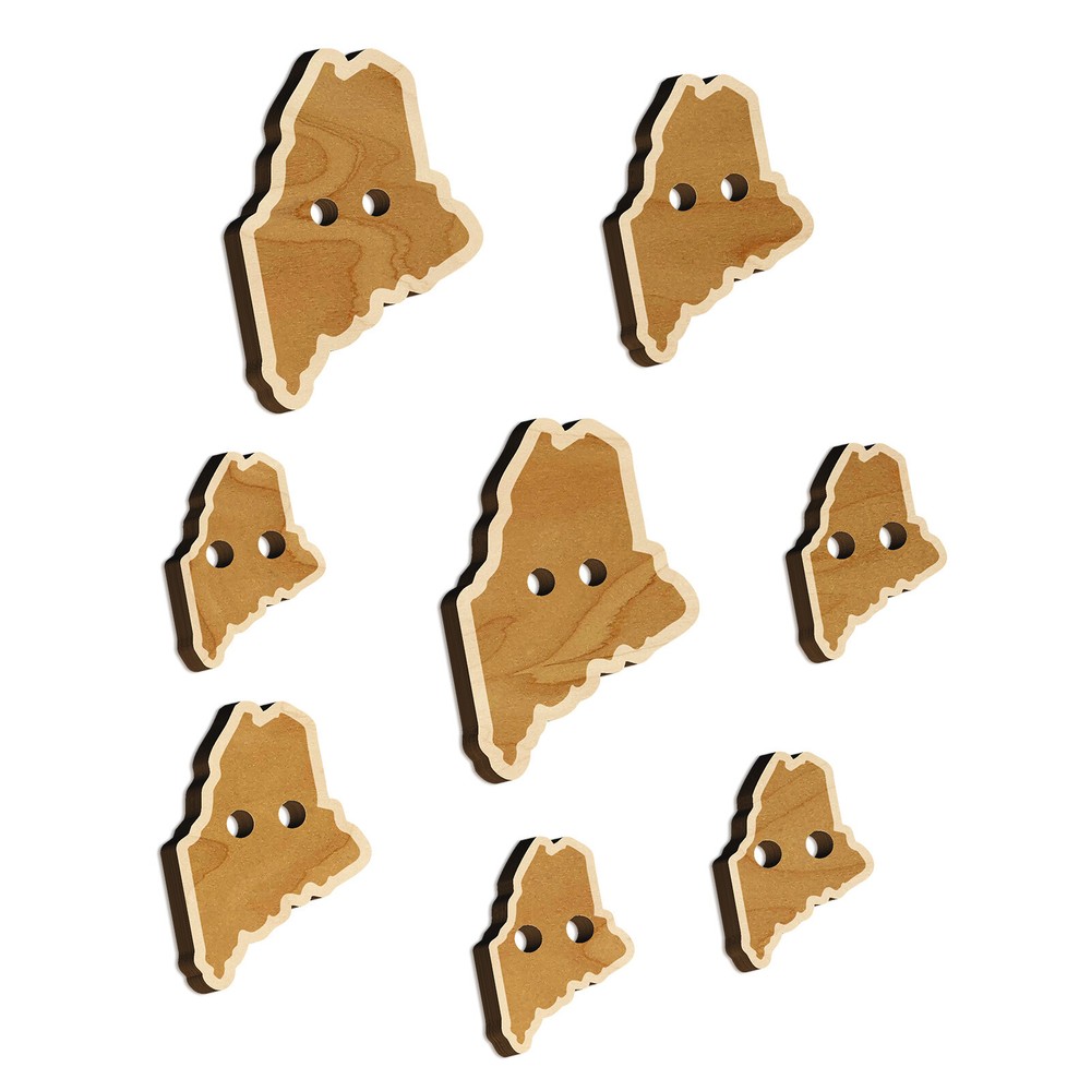 Maine State Silhouette Wood Buttons for Sewing Knitting Crochet DIY Craft