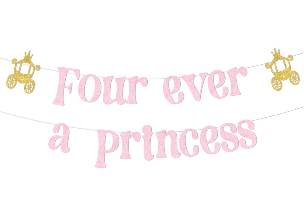 Sursurprise Princess 4th Birthday Party Decorations Four Ever A Princess Banner