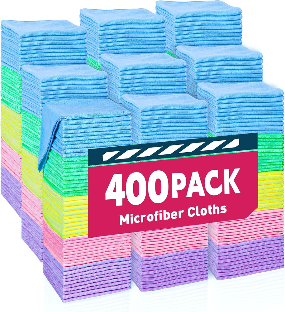 Bulk 400-Pack Microfiber Cleaning Cloths for Cars & Household Use