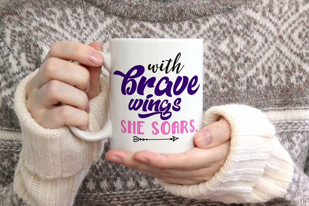 Inspirational Gift Inspirational Coffee Mug Graduation Gift With Brave Wings She