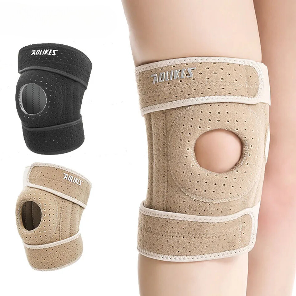 Breathable Adjustable Four Spring Knee Support Brace for Pain Relief