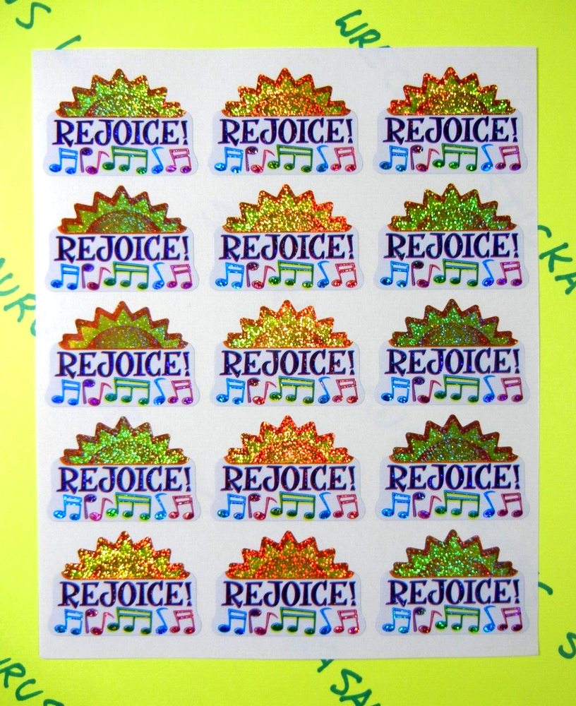 Vintage Prismatic Rejoice Suns & Music Sticker Sheet Carson Dellosa