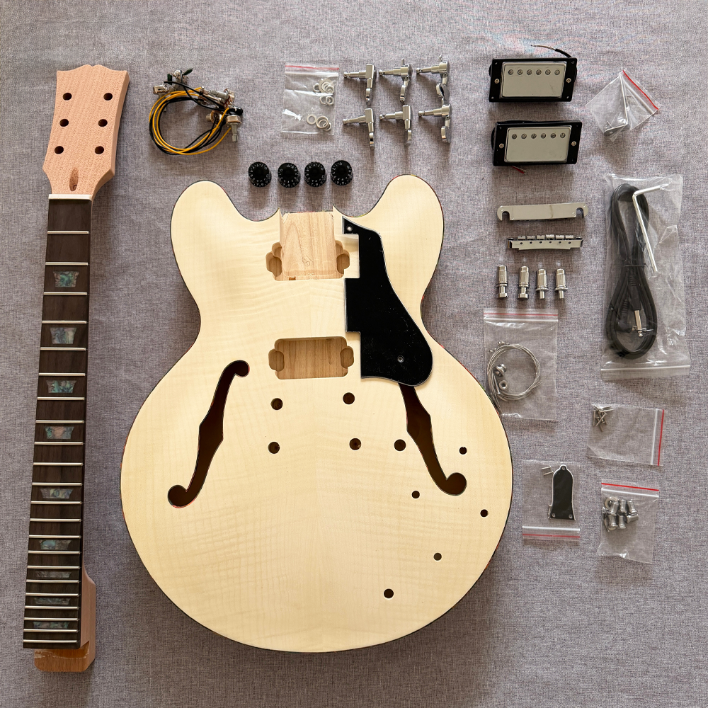 Unfinished 335 Electric Guitar DIY Kit  Zebrawood Wood Body Neck CR part set in