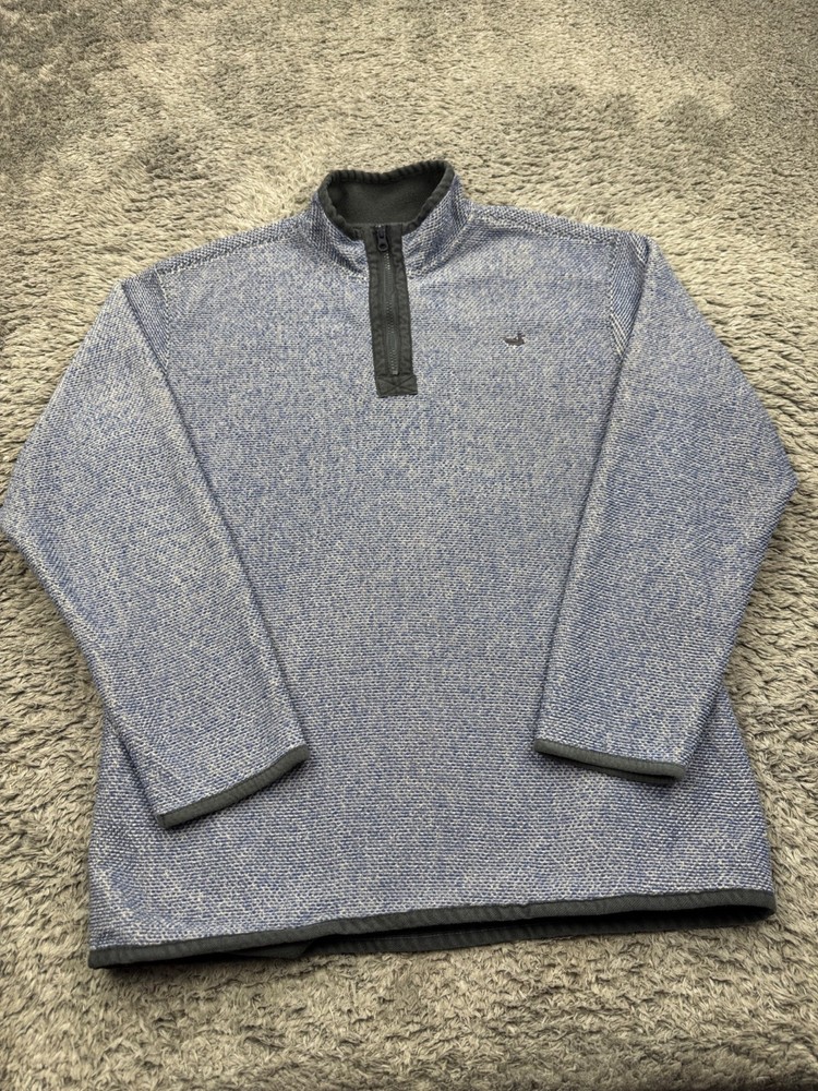 Southern Marsh Sweater Men Large Heather Blue Highland Alpaca Pullover 1/4 Zip