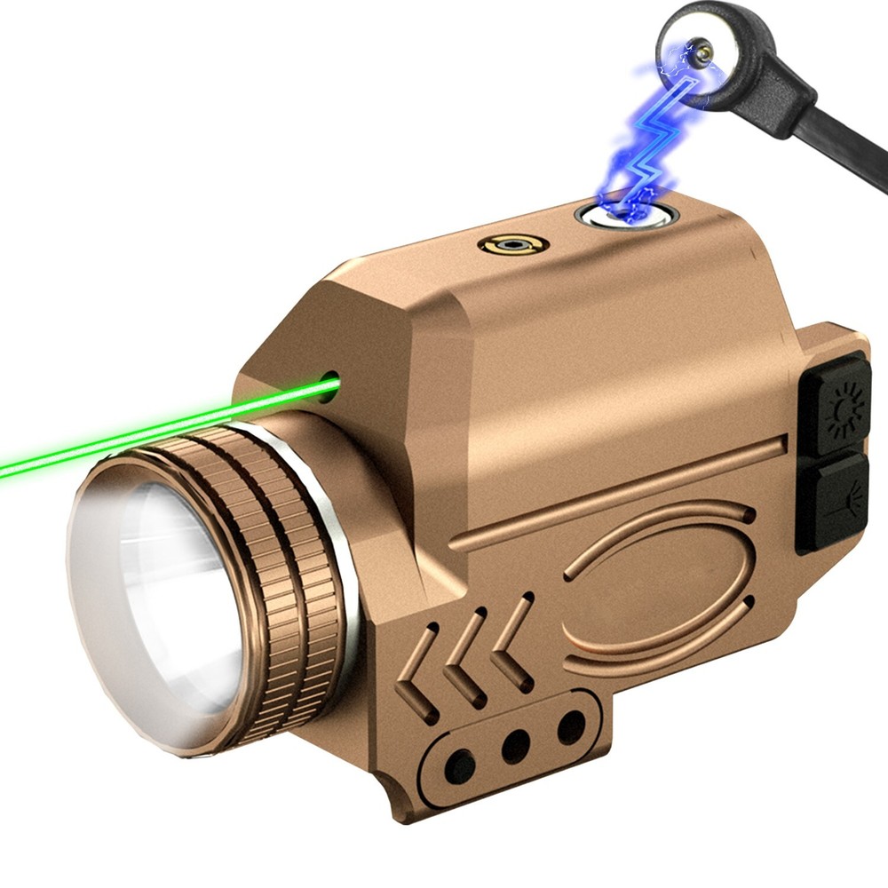 1000 Lumens Green Laser Sight Flashlight Combo for Pistol Magnetic Rechargeable