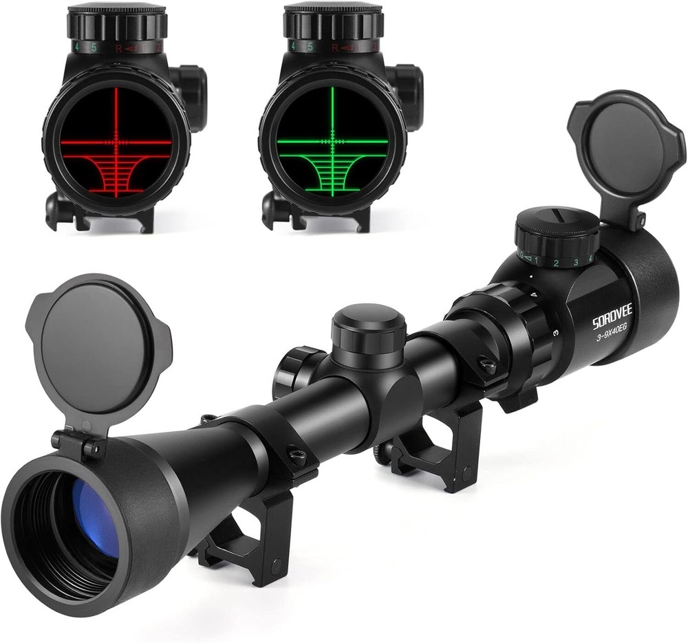 Rifle Scope 3-9x40 EG Red Green Rangefinder 12.5 x 2.5 x 2.5, Black