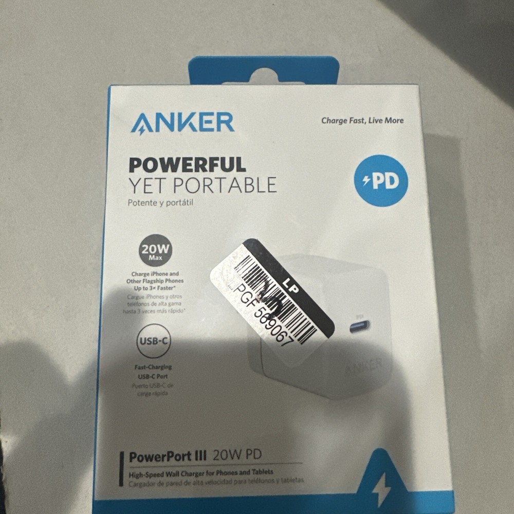 New Sealed Anker PowerPort III 20W PD Fast USB-C Wall Charger White