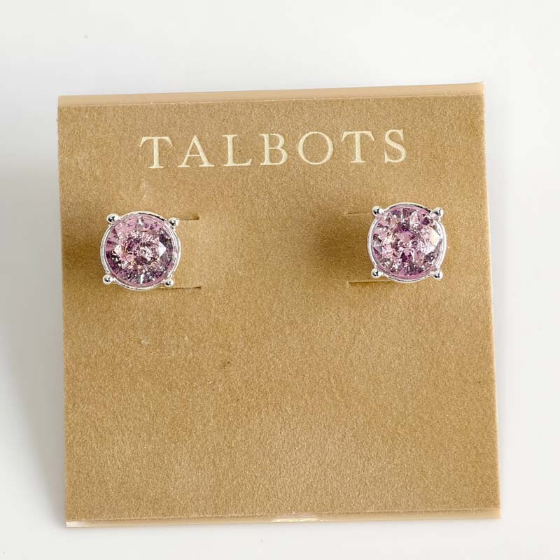 New Talbots Crystal Round Stud Earrings Gift Fashion Women Party Holiday Jewelry