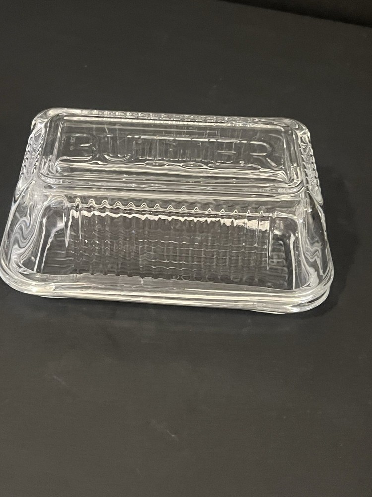 Vintage Frette Glass Butter Dish with Lid for Kitchen Storage