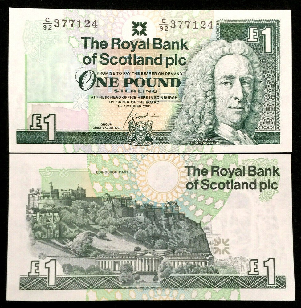 Scotland Royal Bank 1 Pound 2001 Banknote World Paper Money UNC Currency Bill