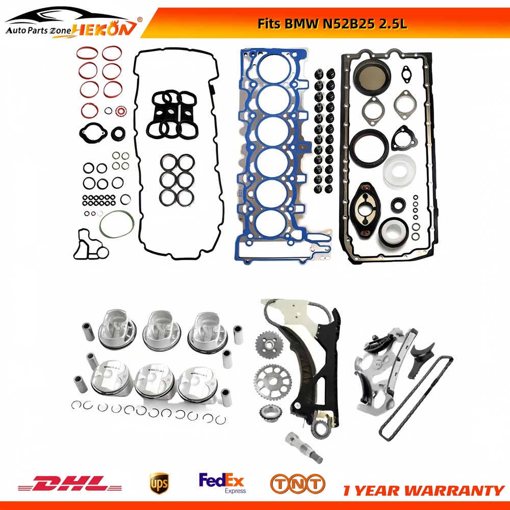 BMW N52B25 2.5L Engine Gasket Piston Rings Timing Chain Kit