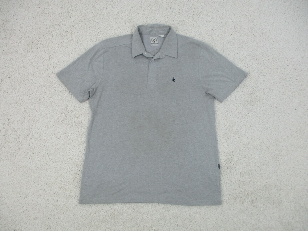 Volcom Shirt Large L Adult Gray Soft Cotton Short Sleeve Logo Casual Mens Rugby