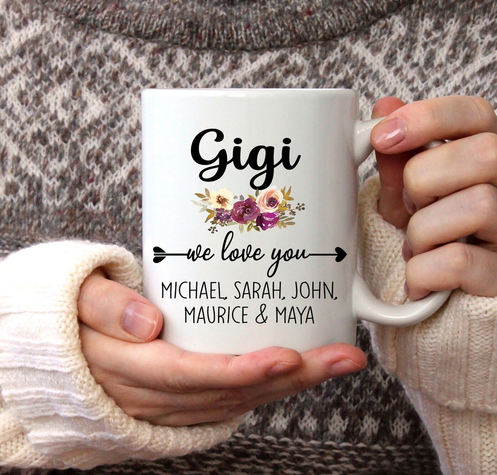 Personalized Gigi Floral Coffee Mug Mother's Day Gift With Grandkids