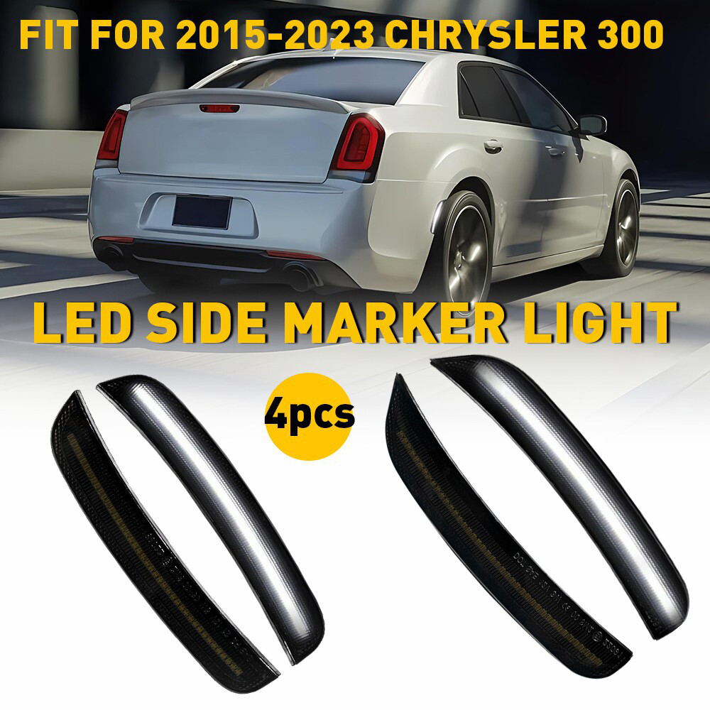 8pcs Smoked LED Side Marker Lights for Chrysler 300 2015-2023