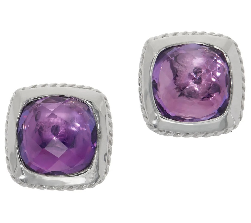 DeLatori Sterling Silver Amethyst Gemstone Earrings
