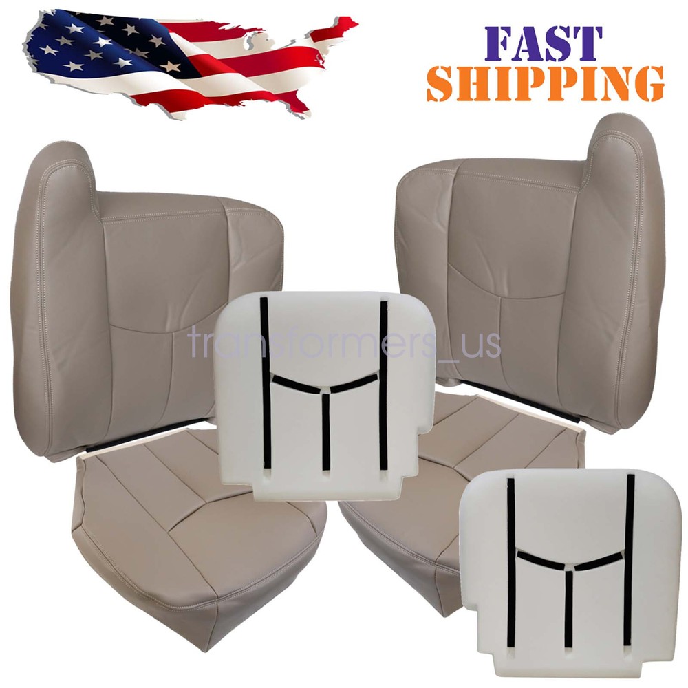 6 Front Seat Cover & Foam Cushion No Armrest For 2003-2006 GMC Sierra 2500 Tan