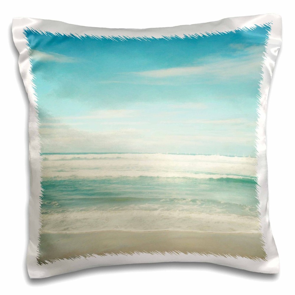 3dRose Gentle Ocean Waves beach theme art 16x16 inch Pillow Case