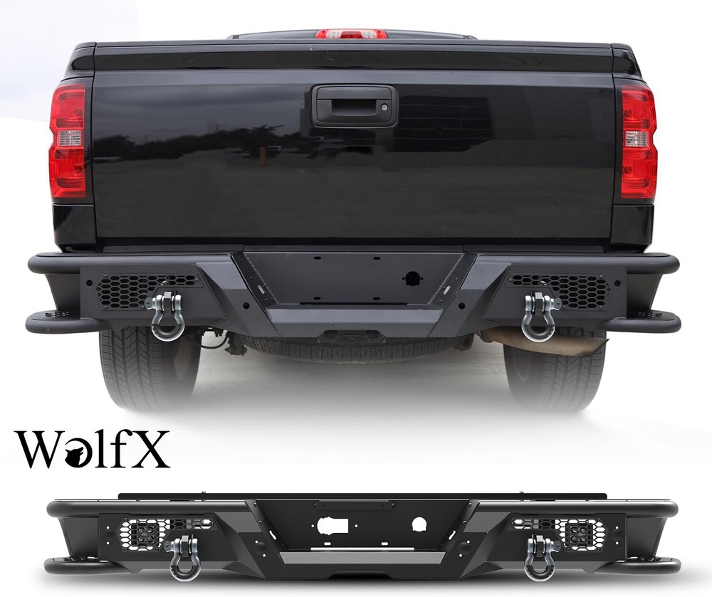 Black Rear Bumper with Corner Steps for 2007-2018 Chevy Silverado GMC Sierra 1500
