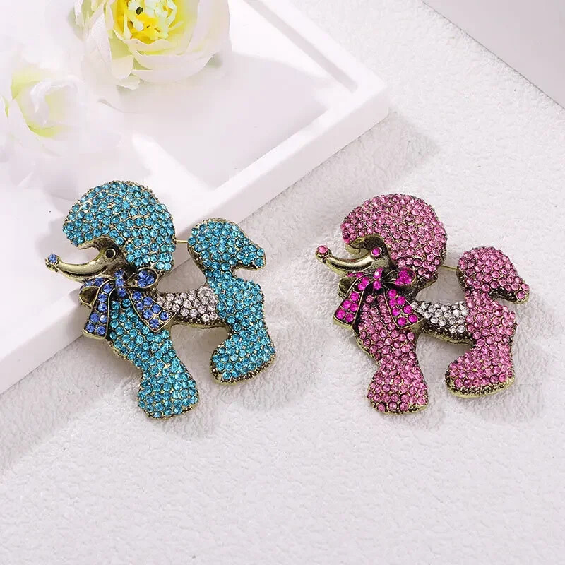 New Luxury Rhinestone Exquisite Fashionable Poodle Brooch Pin Medieval Pin