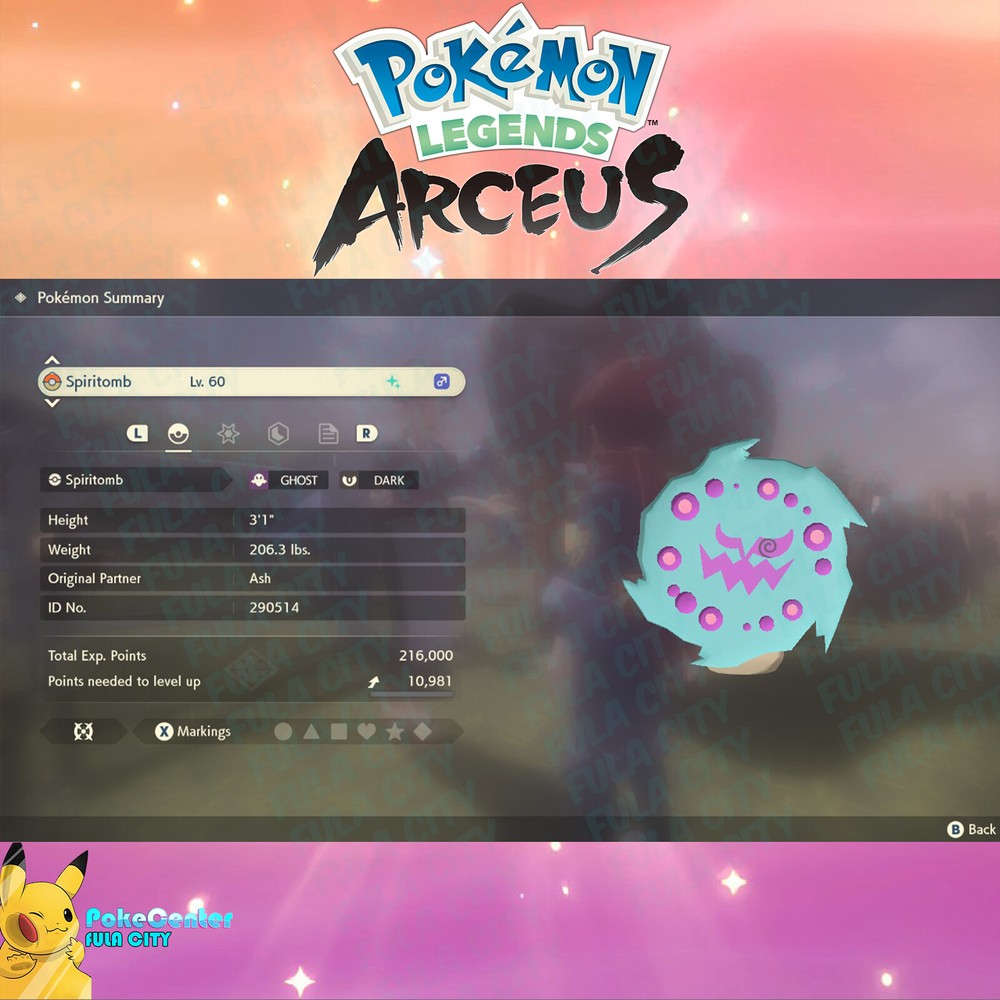 💚Shiny Spiritomb✨Pokémon Legends: Arceus 💙10 Effort 6EV 🟢 Alpha? Ask!