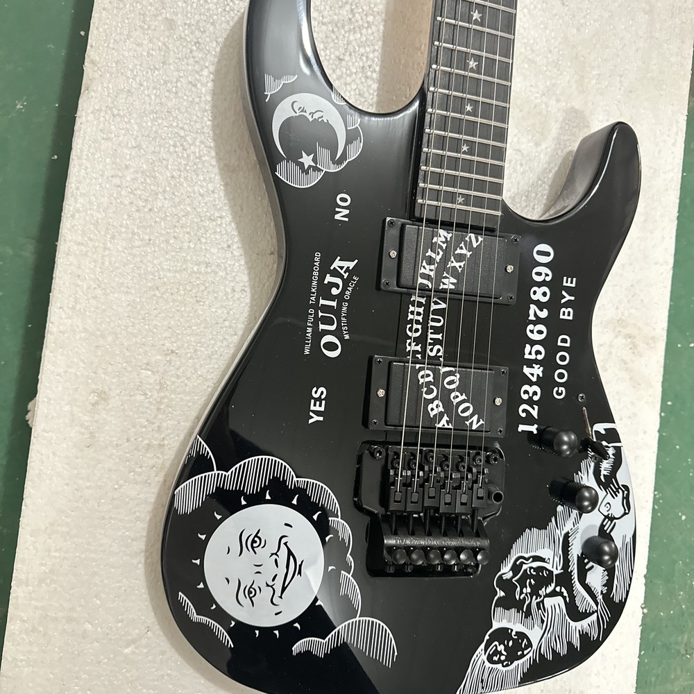 Black Kirk Hammett Moon Style Electric Guitar Black Back 24 Fret Basswood Body