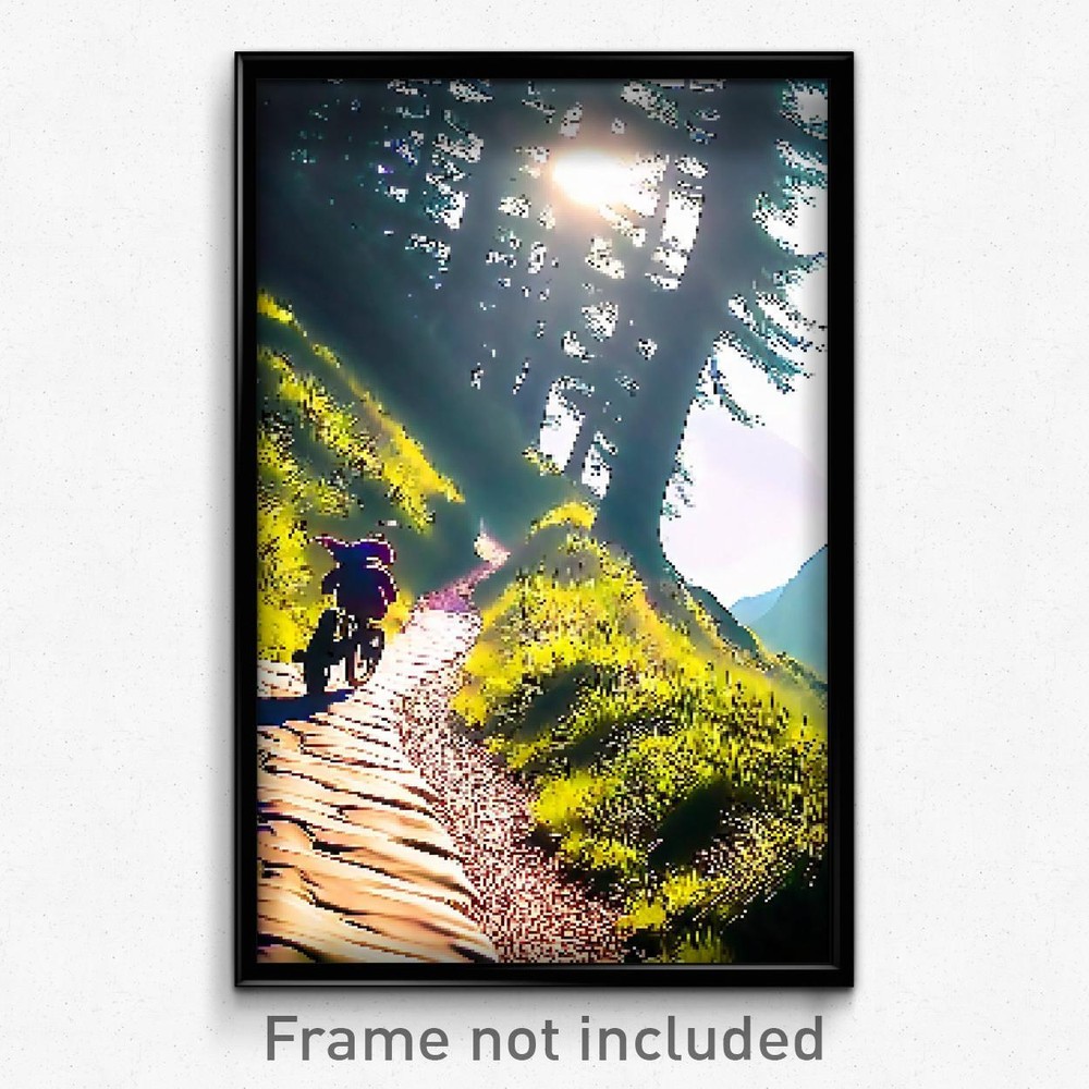 8 Bit Psychedelic Pixel Art Poster - Wiggly Trail Trippy Video Game Print