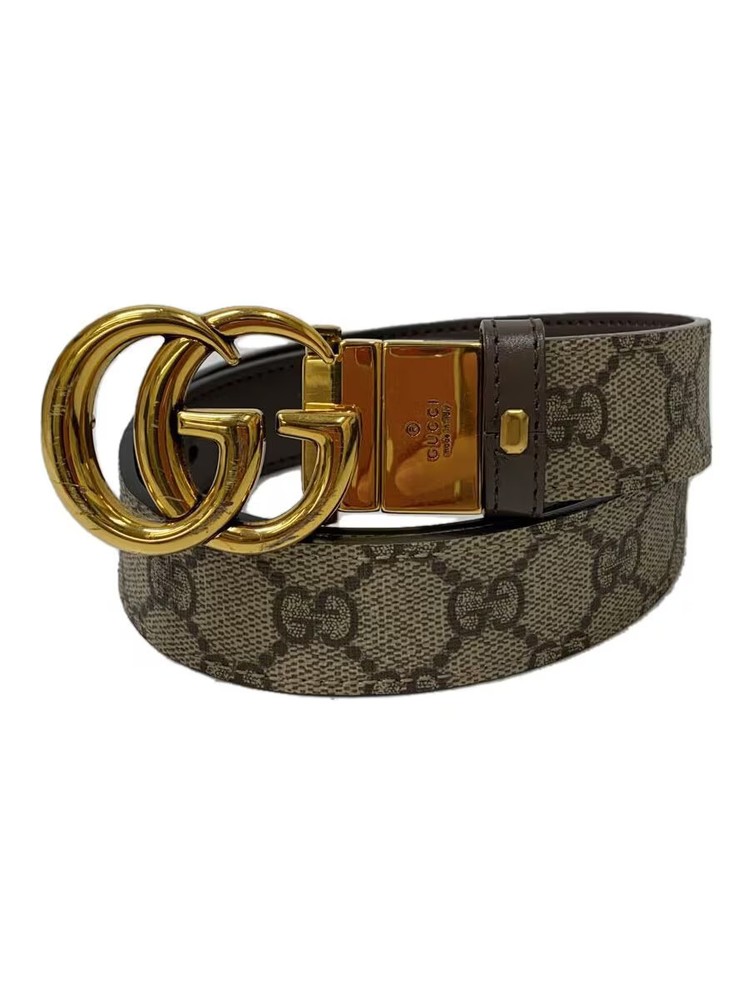 GUCCI Mens Brown Leather Belt with Silver Buckle BRW 659417