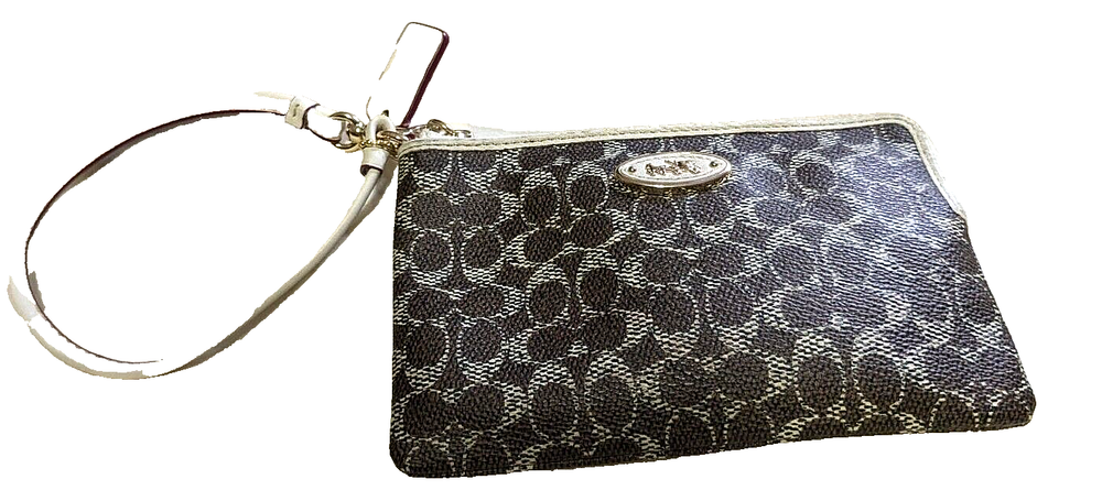 COACH   New York  Brown w/Logo Zip Wristlet  Wallet 3x6 in.Number M 1480 53009B