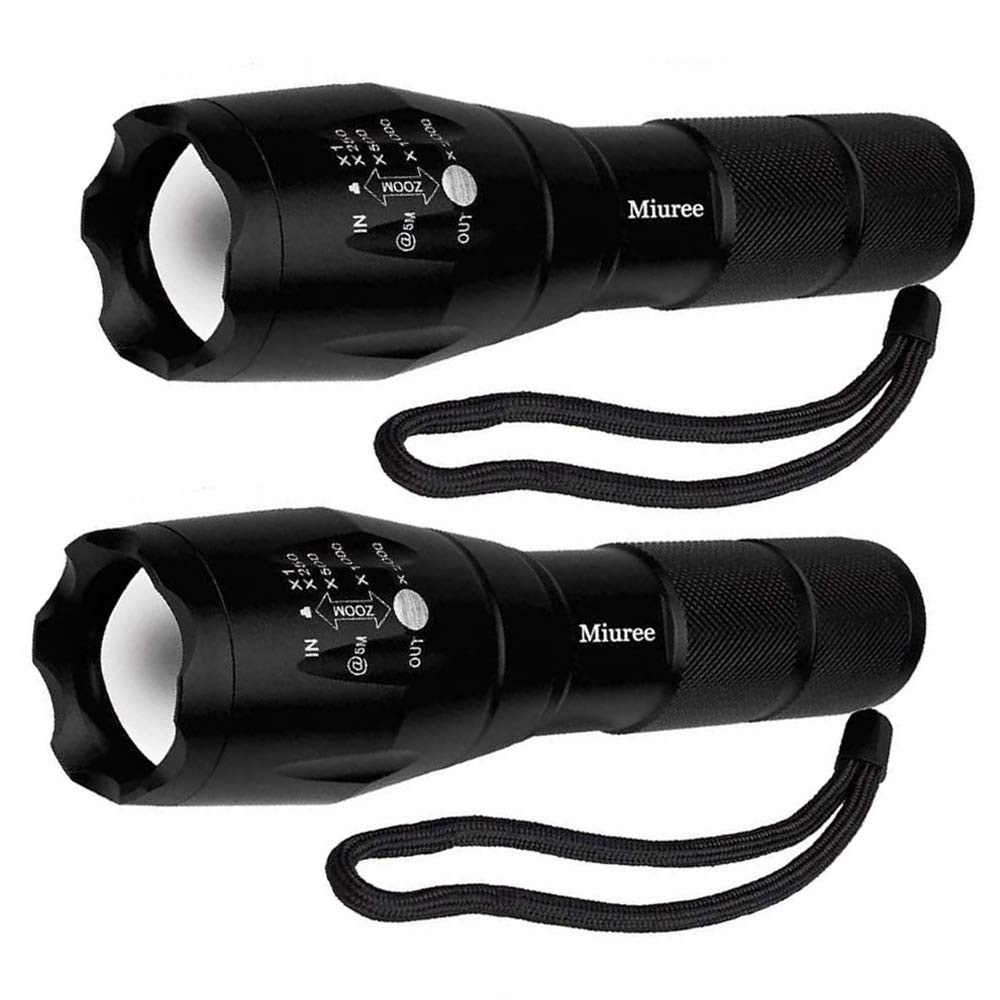 2 Pack Tactical LED Flashlight Military Grade 2000 Lumens 5 Mode Zoomable Fla...