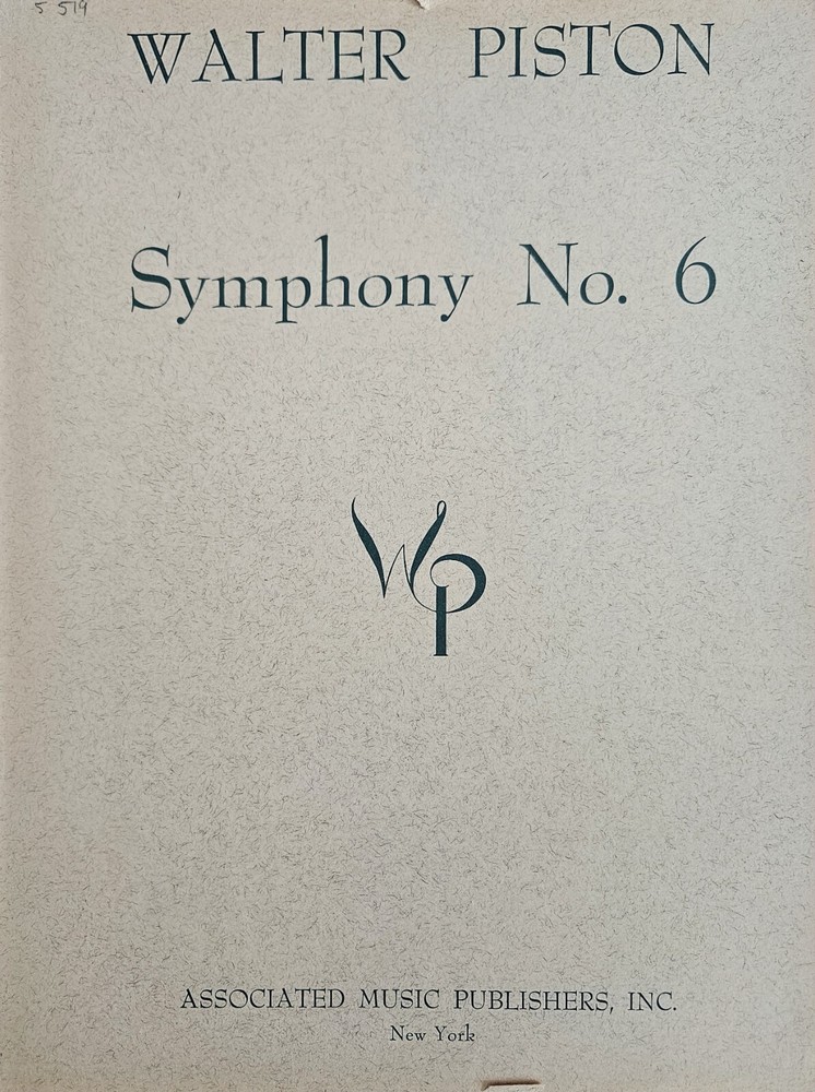 Walter Piston Symphony No. 6 Full Score. Facsimile of the Composer's Manuscript.