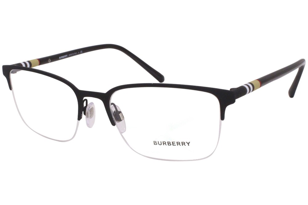 Burberry BE1323 1213 Eyeglasses Men's Black Rubber Half Rim Optical Frame 54mm