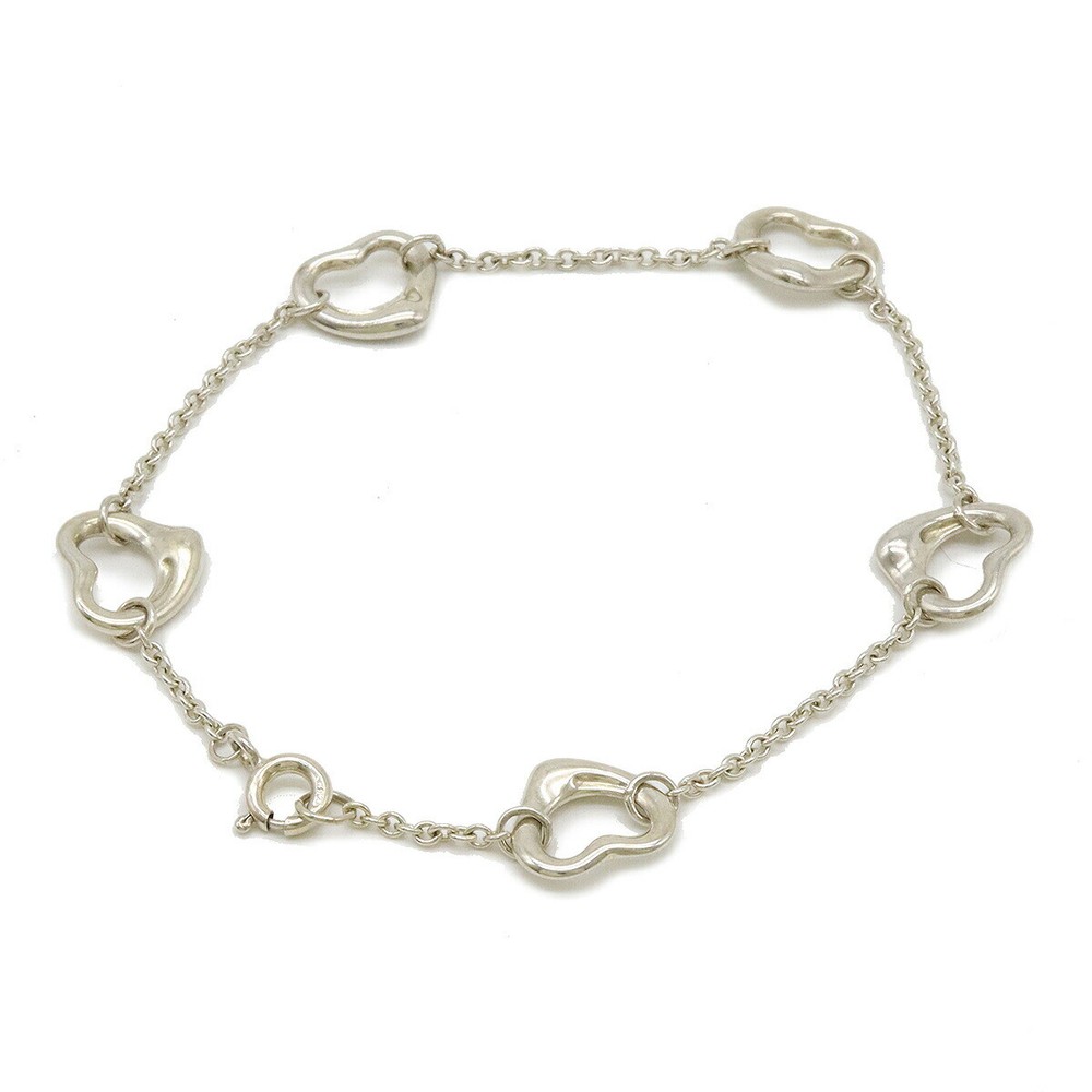 Tiffany & Co Sterling Silver 925 Elsa Peretti 5 Open Heart Bracelet with Box