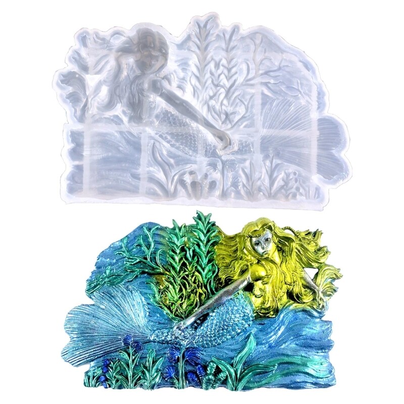 3D Mermaid Wall Art Silicone Mold for Epoxy Resin Casting Decor