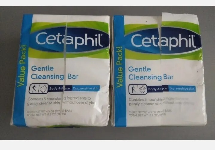 Cetaphil Gentle Cleansing Bar 2-Pack for Dry Sensitive Skin 3 Bars Each