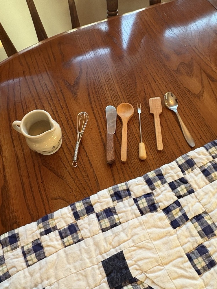Longaberger Woven Traditions Miniature Milk Pitcher w/CC Pottery Utensils!