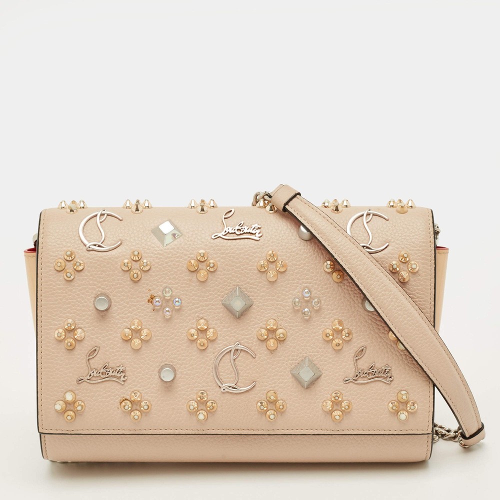 Christian Louboutin Paloma Embellished Leather and Patent Leather Chain Clutch
