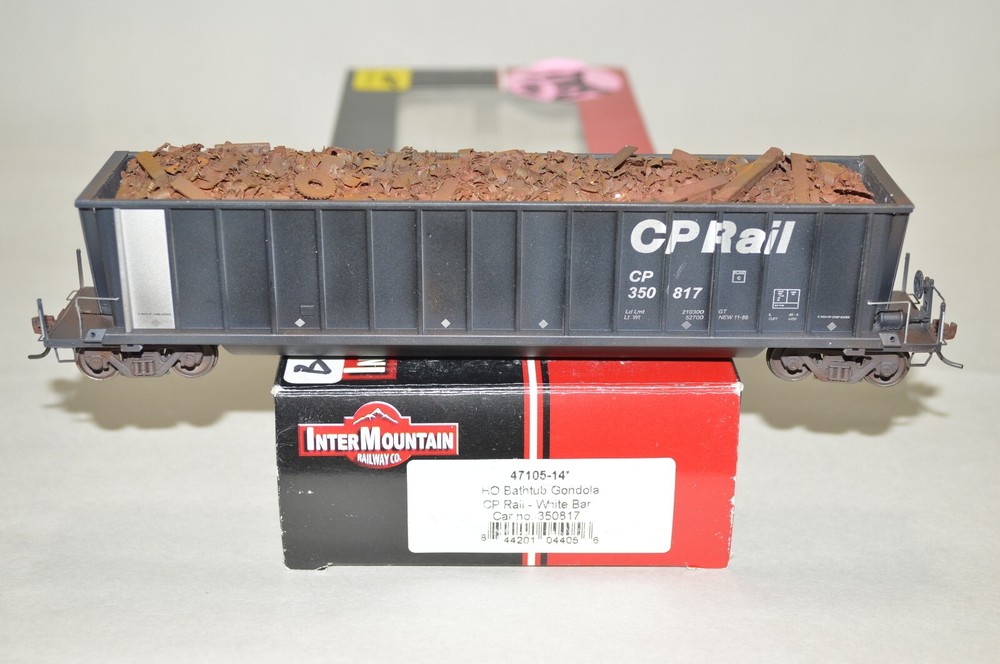 HO scale Intermountain Canadian Pacific Ry scrap gondola car train WEATHERED