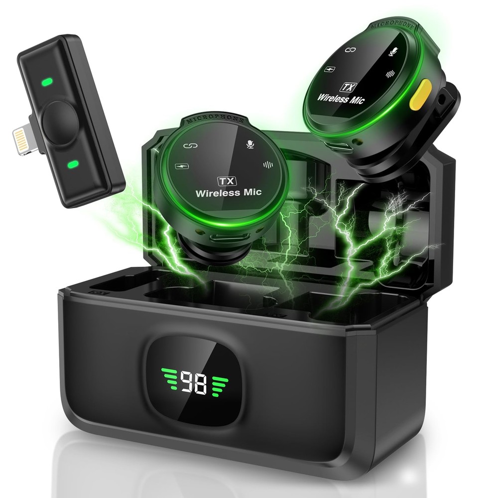 Wireless Lavalier Microphone for iPhone 14/13/12, Lightning Mini Lapel Microp...