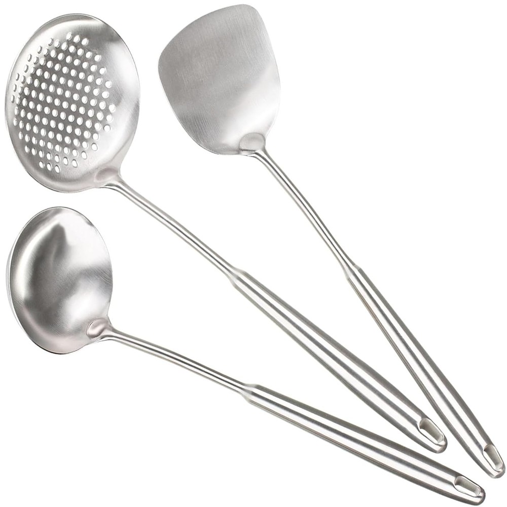 Wok Spatula Set of 3, Stainless Steel Kitchen Cooking Utensils Set 17